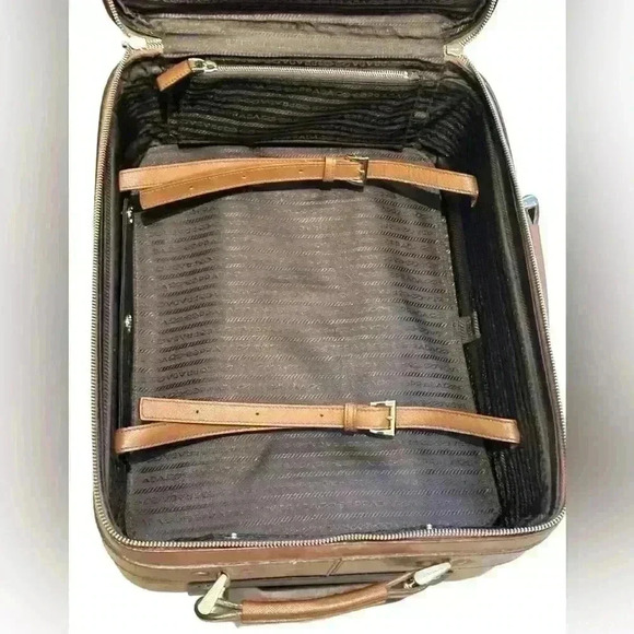 PRADA  Suitcase in Brown Saffiano Leather - Picture 8 of 9